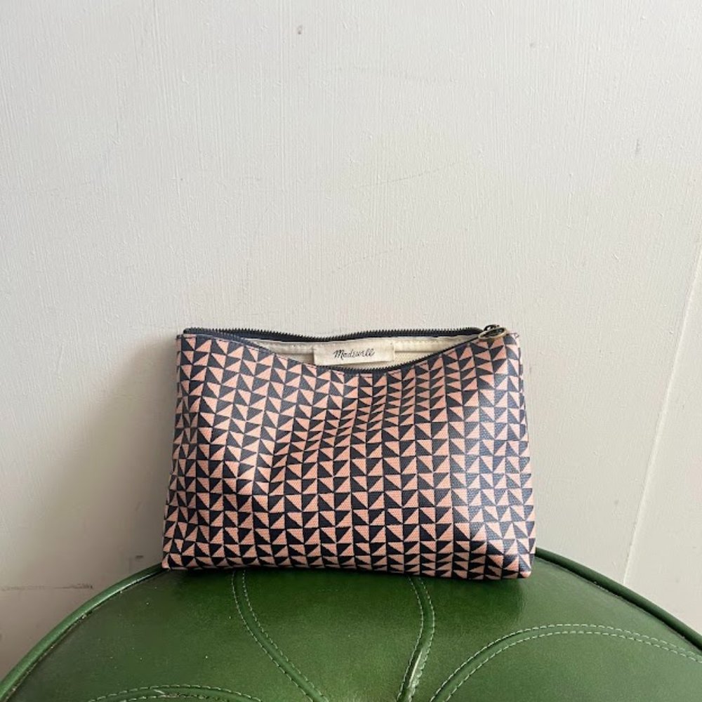 Madewell Small Zipped Pouch in tan and black